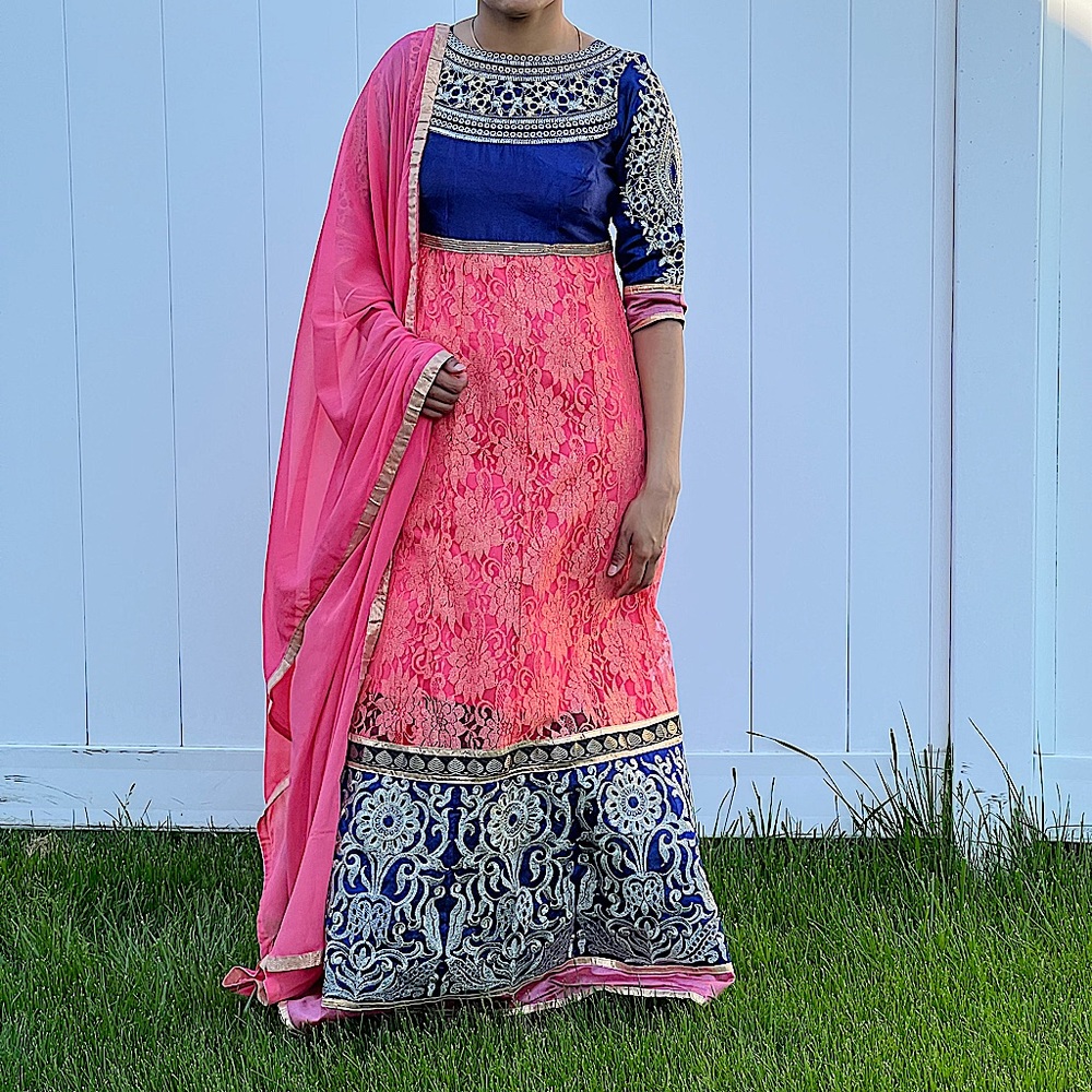 Beautiful Indian Punjabi Anarkali Dress with Dupatta 2 Piece